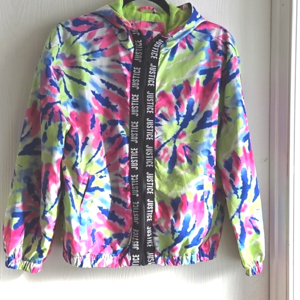 ⭐️ Host Pick ⭐️Justice | Tie-Dye Colorful Hooded Raincoat - Picture 2 of 8